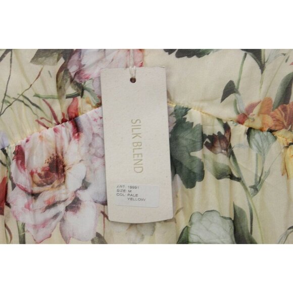 NWT BELLAMBRA Silk Blend Tiered Hem Mini Dress Yellow Floral Size Medium Italy - Picture 10 of 16